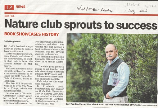 Dr Gary Presland, Librarian at the Field Naturalists Club of Victoria