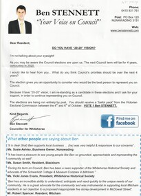 A self promotional document of Ben Stennett for re-election in Springfield Ward 