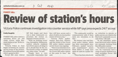 Article, Review of Station's hours, 2016