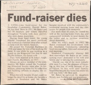 Article, Fundraiser Dies, 1995