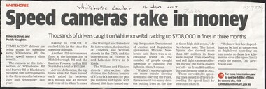 Article, Speed Cameras Rake in Money, 01/07/-/09/2016