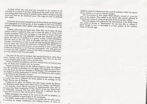 Information pertaining to the capture of Ned Kelly