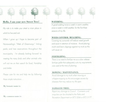 A pamphlet put out by City of Nunawading Parks and Recreation