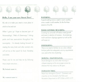 A pamphlet put out by City of Nunawading Parks and Recreation
