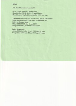 Genealogy of the Geal family and their employment as potters 