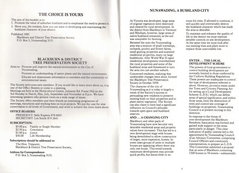 'The Choice is yours' by Blackburn and District Tree Preservation Society, 1985.