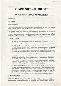 Community Aid Abroad Newsletters of Feb 1991 and Mar 1992