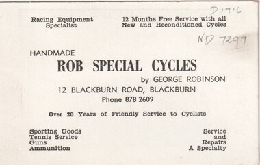 Ephemera, Rob Special Cycles, 1972