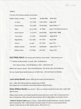 Genealogy of Barelli Family.
