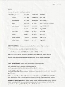 Genealogy of Barelli Family.