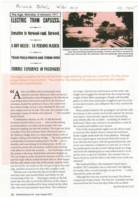 Article, Electric Tram Capsizes, 1917