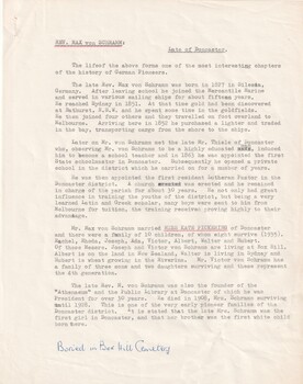 Information from 'German Pioneer Families in Australia' of early settlers.