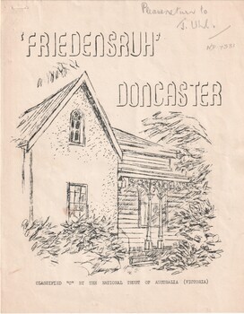 A history of the house ' Friedensruh' and the Thiele family in early Doncaster