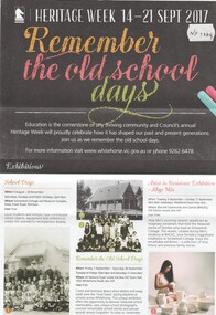 Brochure advertising the program of events for Heritage Week 2017.