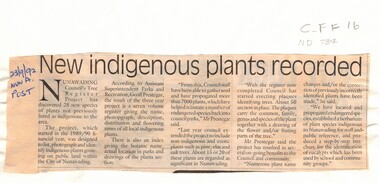 Article, New indigenous plants recorded, 23/09/1992 12:00:00 AM