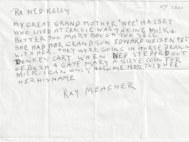 Correspondence, Ned Kelly, 2017