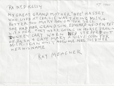 Correspondence, Ned Kelly, 2017