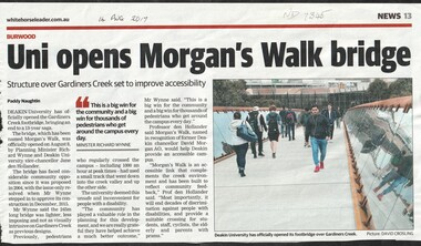 Article, Uni Opens Morgan's Walk Bridge, 2017