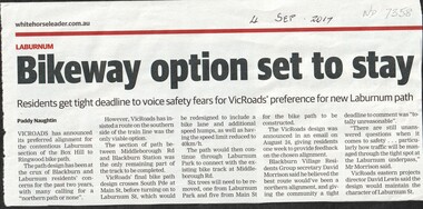 Article, Bikeway Option Set To Stay, 2017