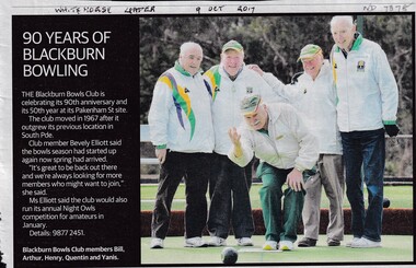 The Blackburn Bowls Club is celebrating its 90th anniversary 