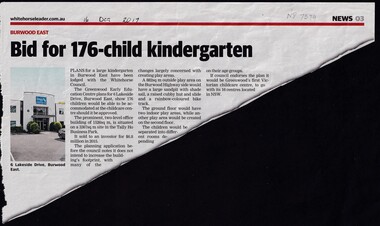Plans for a 176-child Kindergarten in East Burwood