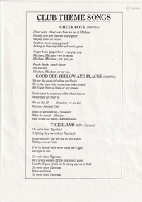 Document, Mitcham Football Club Songs, 1940 - 1973