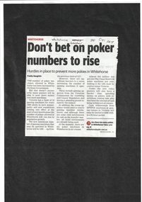 Article, Poker Machines In Whitehorse, 2017