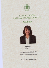 Document, Dee Ryall MP, 19/09/2017 12:00:00 AM