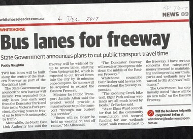 Article, Bus Lanes For Freeway, 2017