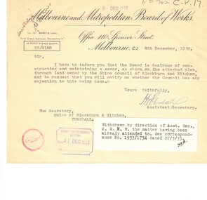 Map, Sewerage reticulation, 1933