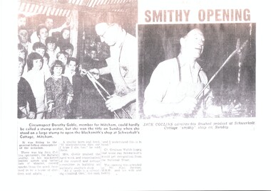 Newspaper - photocopy, Smithy Opening, 30/09/1970