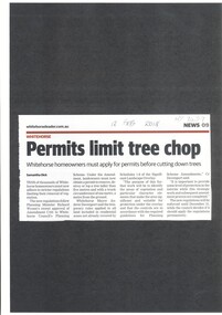 Article, Permits Limit Tree Chop, 2018
