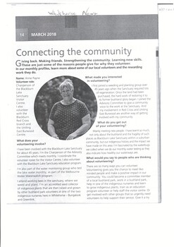 Anne Payne is a volunteer at the Blackburn Lake Sanctuary Visitor Centre,