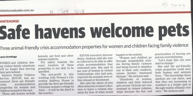 Article, Safe Havens Welcome Pets, 2018