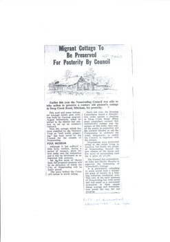 In 1964, the City of Nunawading purchased what is now known as Schwerkolt Cottage and John and Phyllis Murphy were commissioned to be in charge of its restoration.