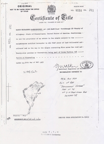 Certificate of Title Vol 8255, Folio 371 of property issued to Marie Elizabeth Jackschowsky.
