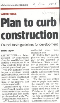 Restrictions are being proposed for construction along Burwood highway and sections of Whitehorse Road 