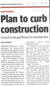 Restrictions are being proposed for construction along Burwood highway and sections of Whitehorse Road 