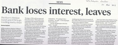 Article, Blackburn Westpac Leaves, 2018