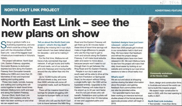 Plans for the North East Link project can be viewed at northeastlink.vic.gov.au