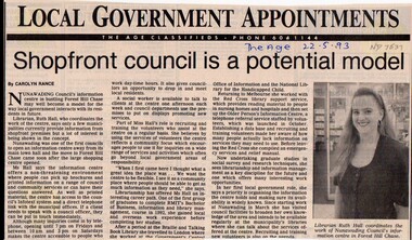 Article - Newspaper article, Shopfront Council