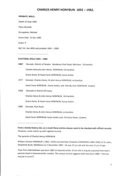 Details of the life of Charles Henry Honybun.
