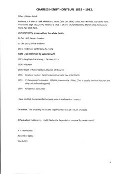 Details of the life of Charles Henry Honybun.