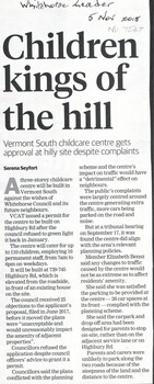 A three-storey childcare centre will be built at 739-745 Highbury Road, Vermont South against the wishes of Whitehorse Council and the future neighbours.