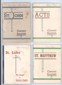 Five small books of the Gospels and Acts transcribed into current English by Mrs Mary L. Matheson 