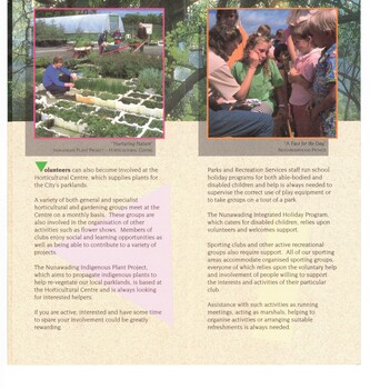 Volunteers in parks and recreation [brochure] issued by Parks and Recreation Services, 