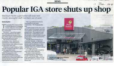Article, Blackburn North Supermarket Closes, 2018