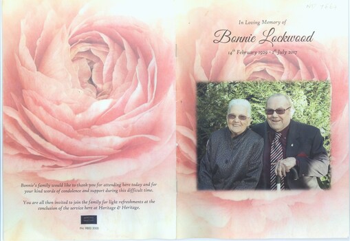 Life story of Bonnie Lockwood, wife of Bill.
