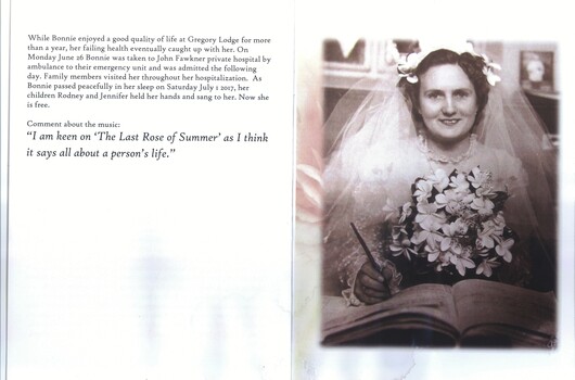 Life story of Bonnie Lockwood, wife of Bill.