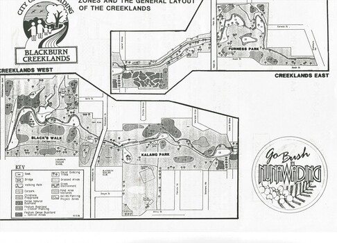 City of Nunawading: Blackburn Creeklands.  Black's Walk, Kalang Park, Furness Park.